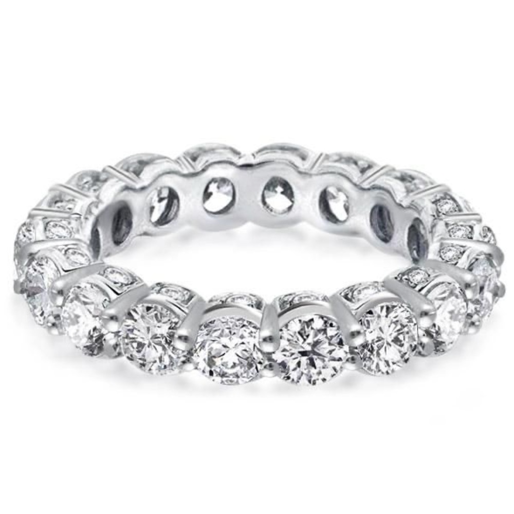 Classic Eternity Round Cut Wedding Band 925 Sterling Silver